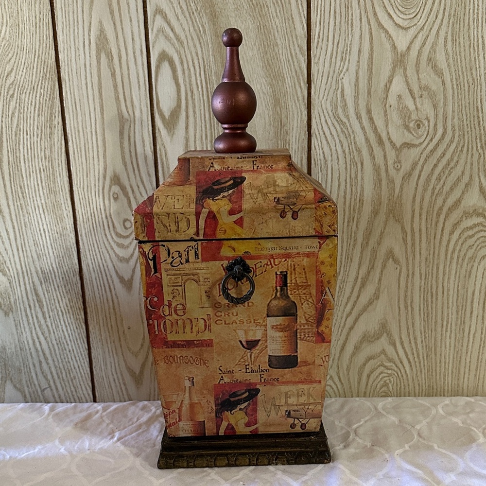 Vintage French Wine Themed Decorative Box